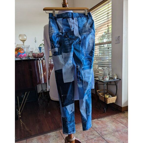 NWT  Like an Angel denim patch stretch leggings  Sz S - Picture 9 of 13